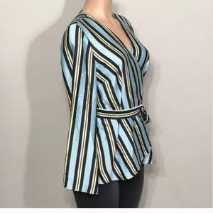 INC Belted Satin Wrap Blouse with Bell Sleeves Size Medium